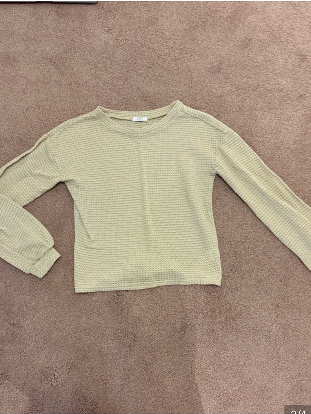 3 for $14 Ardene Light Tan Waffle Knit Crew Sweater size small